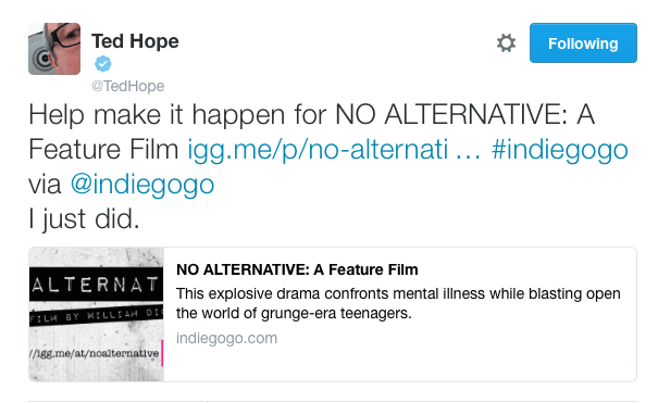 Ted Hope - No Alternative - Tweet